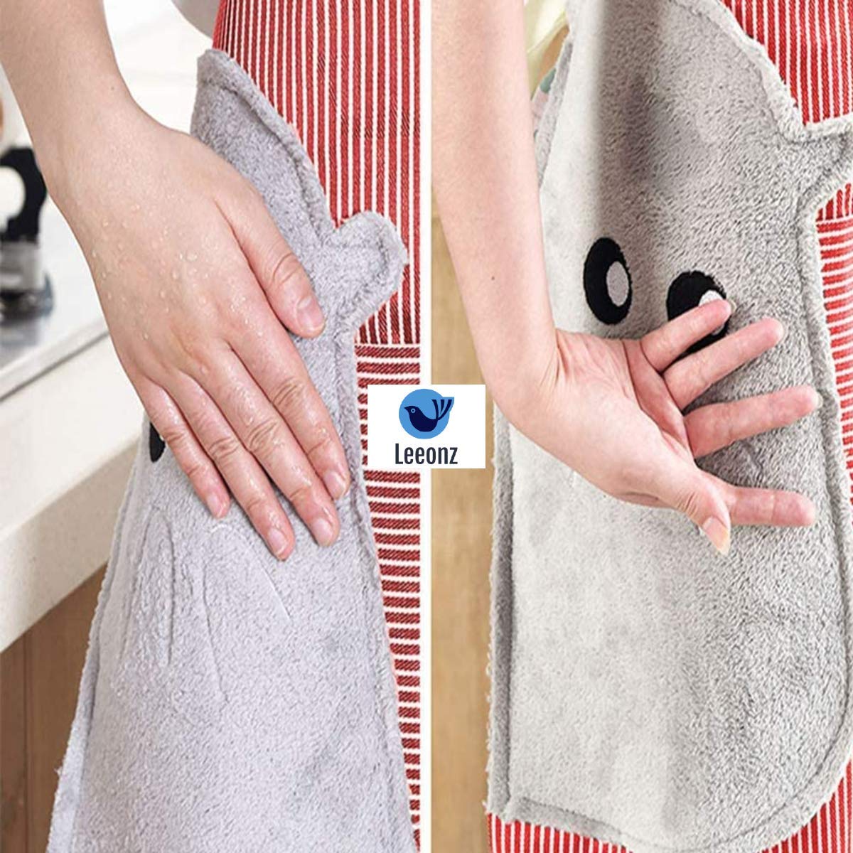 Cooking Apron | Adjustable Waterproof Chef Apron with Pocket and 2 Side Coral Velvet Towels for Hands Wiping Quilt for Home Kitchen, Grill, Restaurant (Red, Pack of 1)