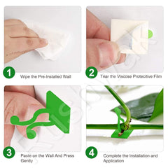 Wall Fixture Clips Plant Climbing Plant Fixer Self-Adhesive Hook Plant Vine Traction Invisible Wall Vines Fixture Wall Sticky Hook Vines Fixing Clip (Green)