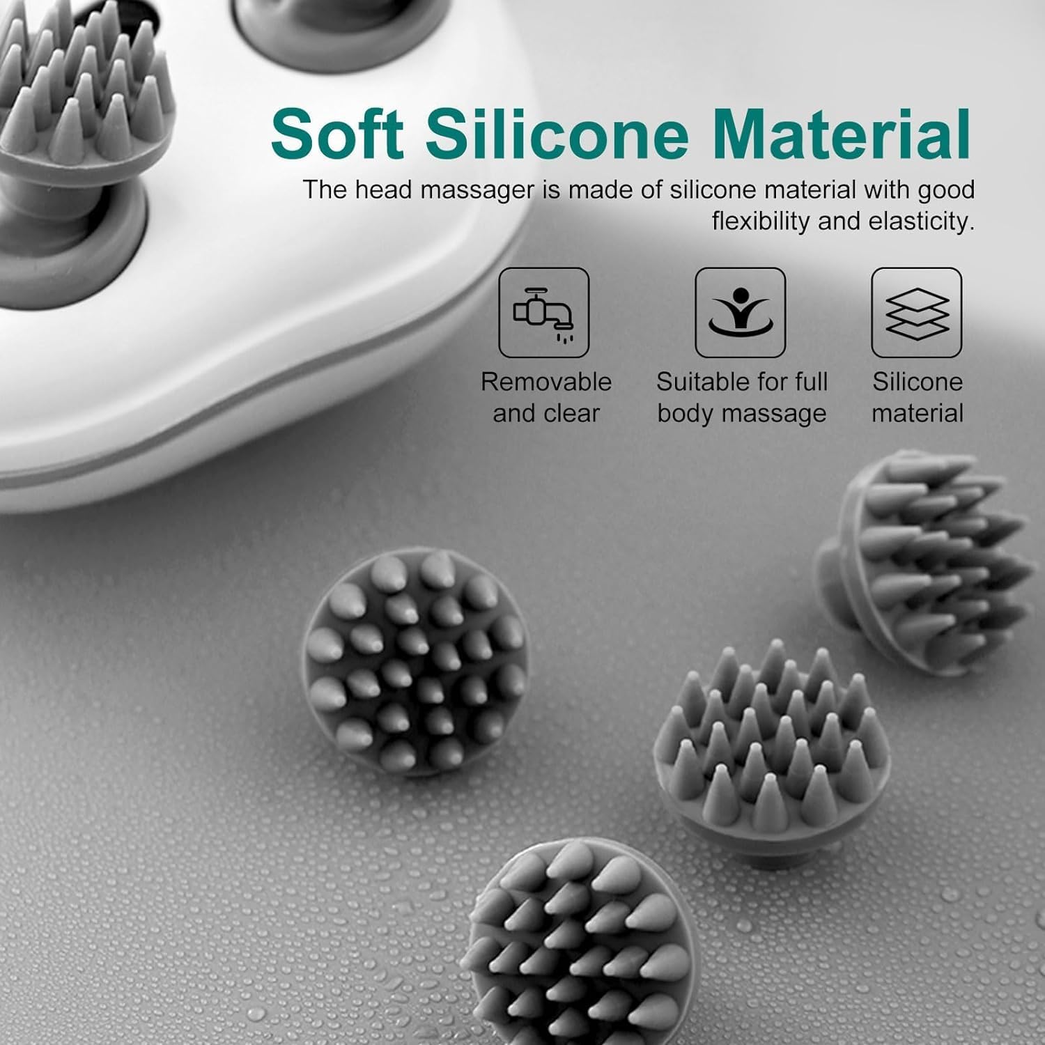 Gifts for Men Women Electric Scalp Massager, Hair Kneading Massager, Smart Head Massage Scalp with 4 Massage Heads Deep Clean and Stress Relax, Body Massager for Muscles Shoulder Calf