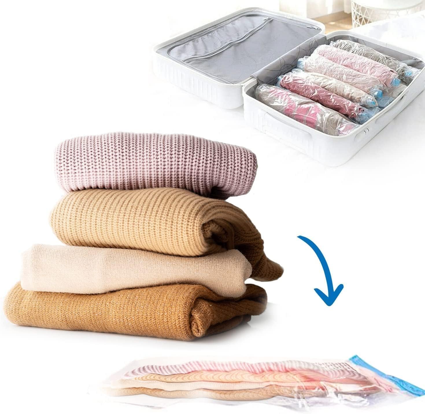 Vacuum Packing Bags Storage Ziplock Space Saver Reusable Travel Bag For Clothes, Blankets, Bedding, Comforter, Pillows Could Save Your Space(Pack of 5)