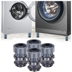 Washing Machine Vibration Pads, Floor Trays, Refrigerator Stand, Washing Machine Stand,Height Adjustment Feet for Refrigerators, Fridge Stands with Anti-Slip Rubber (4 Pcs Set) (Grey-Rubber)