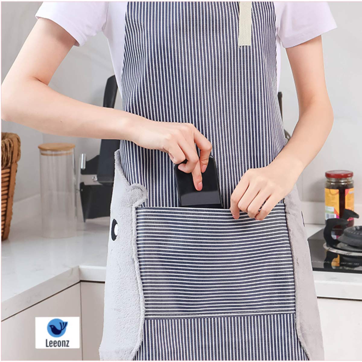 Cooking Apron | Adjustable Waterproof Chef Apron with Pocket and 2 Side Coral Velvet Towels for Hands Wiping Quilt for Home Kitchen, Grill, Restaurant (Red, Pack of 1)