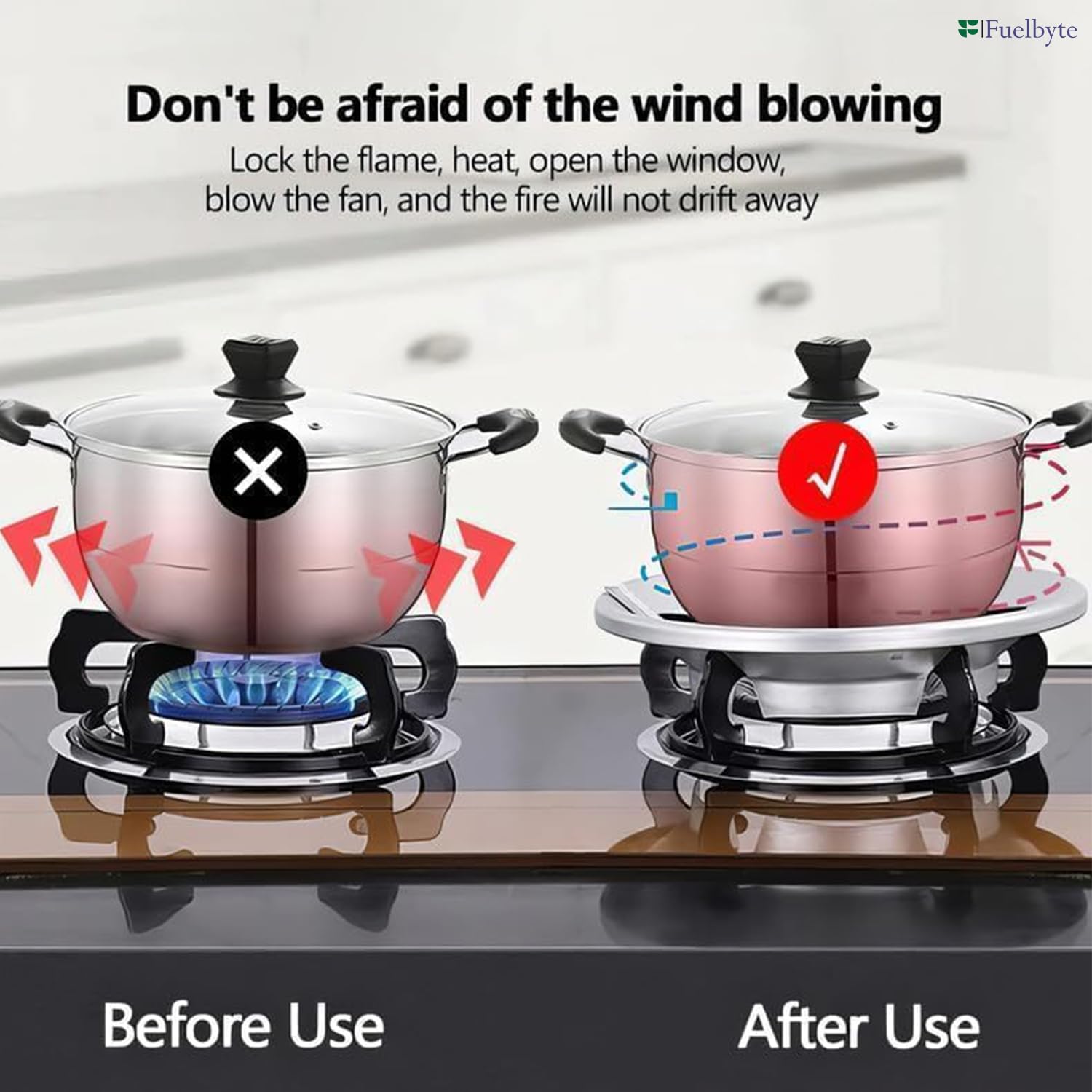 Gas Saver Burner Stand for Kitchen | Free 2 Steel Straws | Windproof, Anti Rust & Skid Design, High Temp Resistant | Metal | with 4 Supported Legs | Universal Fitting | Chula