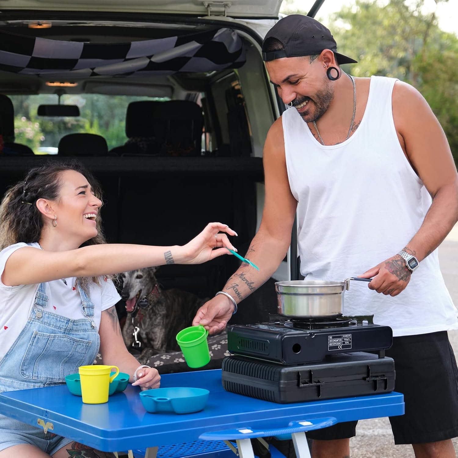 2 In 1 Portable Gas Stove Portable Gas Stove Cooking Gas burner with Carrying Case for Outdoor Camping Hiking Trekking