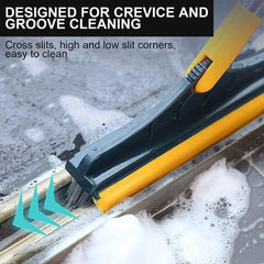 2 in 1 Floor Tiles Cleaning Brush with Wiper 120° Rotating Bathroom Kitchen Household Cleaning Squeegee Mop with Long Handle V-Shape Stiff Bristle Grout Scraper Brush (2 in 1 tile Brush)