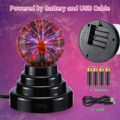Plasma Ball/Light/Lamp, Static Electricity Globe Electric Lightning Ball, Touch Sensitive, USB Powered, Amazing Gift for Parties, Birthday and Holiday, 3 Inch