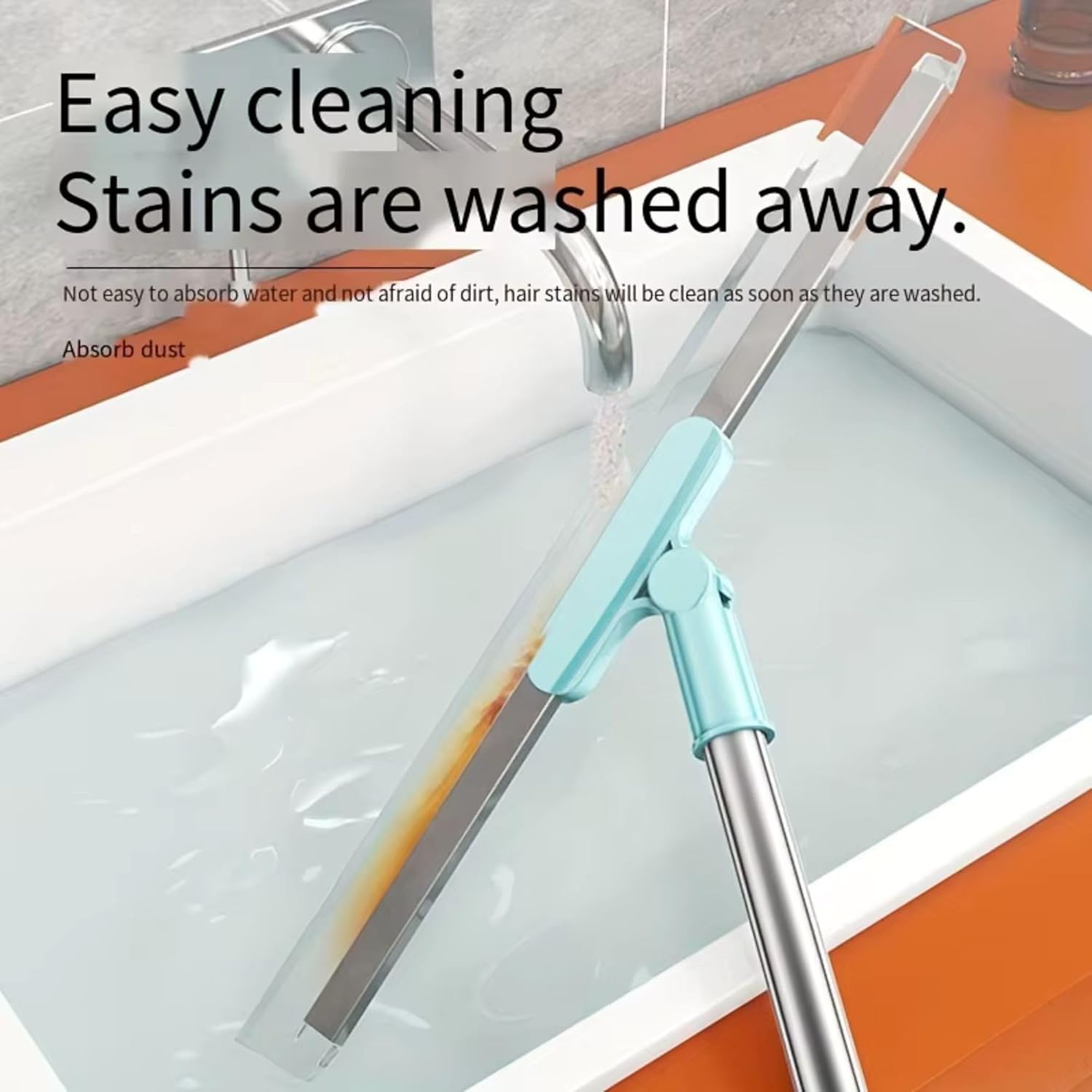 Magic Broom Sweeper for Floor Cleaning – Multifunctional Silicone Wiper Mop with Stainless Steel Extendable Handle – Wet & Dry Use – Bathroom Floor Wiper & Window Squeegee Viper for Home