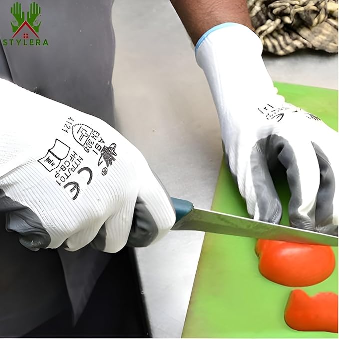 Anti Cutting Cut Resistant Hand Safety Gloves Cut-Proof Protection with Rubber Grade (5 pair)