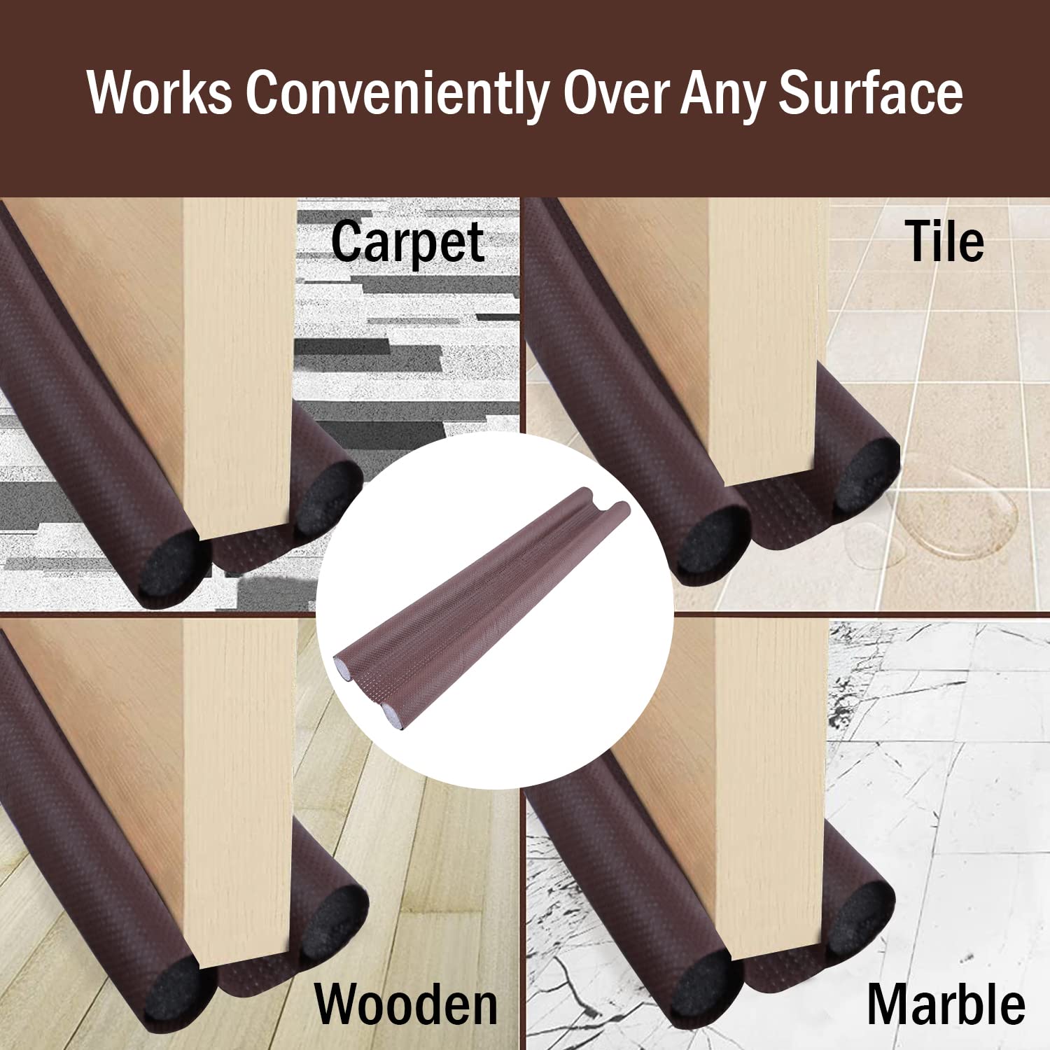 Door Bottom Sealing Strip Guard for Home | (39 inches) | Door Stoppers | Door Seal | Door Closers | Sound-Proof Reduce Noise Energy Saving Weather Stripping | Waterproof - Brown (Pack of 2)