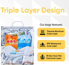 Hot and Cold Insulated Bags for Food Delivery, Keeps Food Warm or Frozen, Food Storage for Hot and Frozen Food for Travel, Disposable Cooler Bag, Reinforced Thermal Lunch Bag (1)