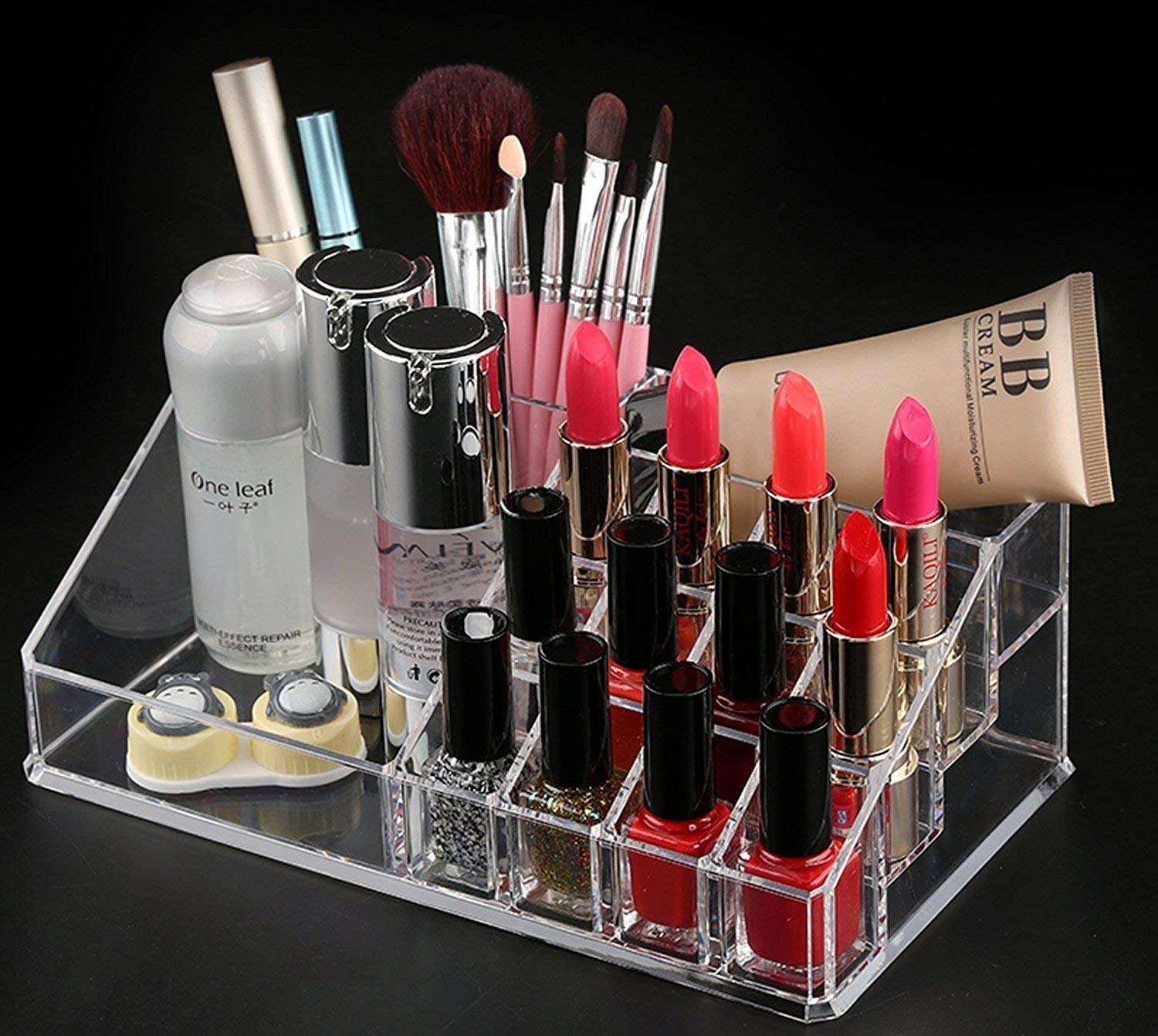 Acrylic Makeup Cosmetic Organizer, 16 Sections Cosmetic Lipstick Makeup Organiser Display Storage Stand Holder