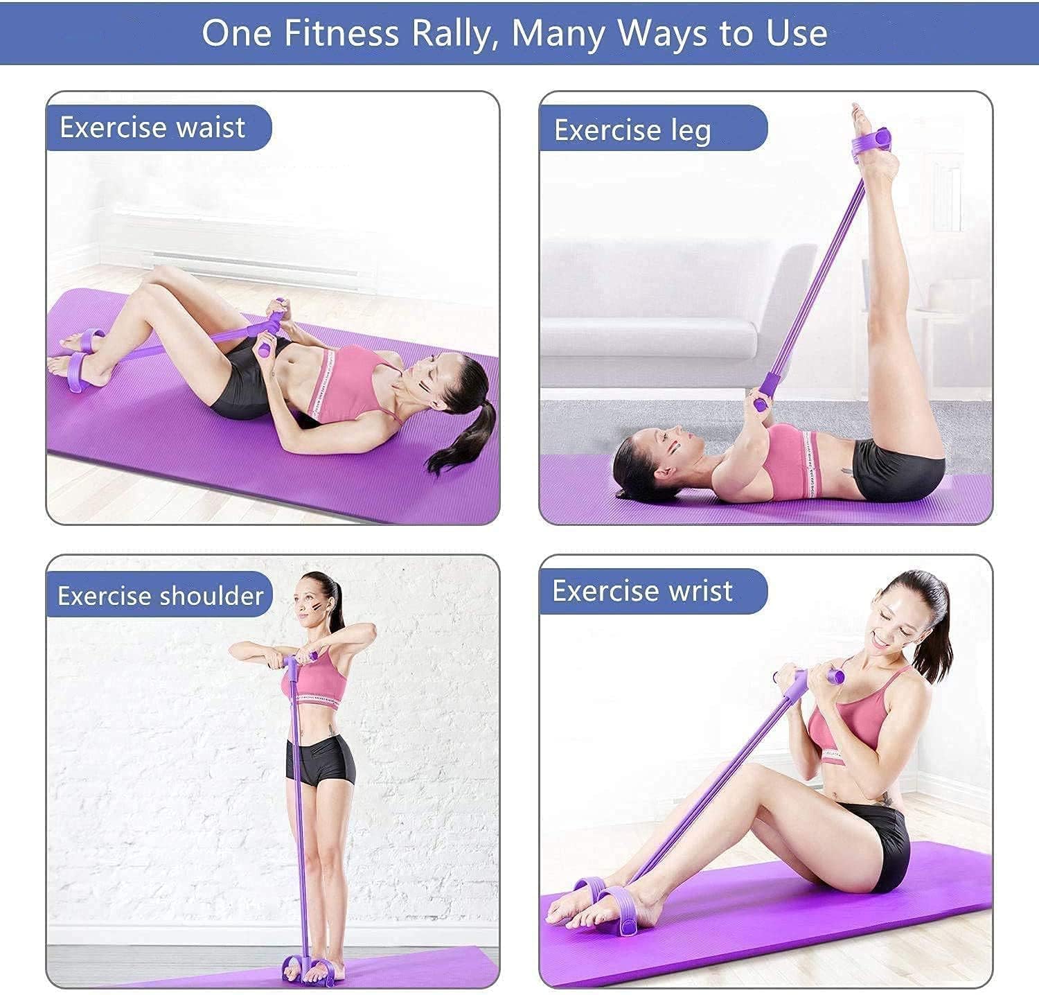 Pull Reducer Training Bands Natural Rubber 4 Tubes Body Trimmer Pedal Exerciser Yoga Crossfit Exercise, Arm Exercise, Tummy Body Building Training Men and Women