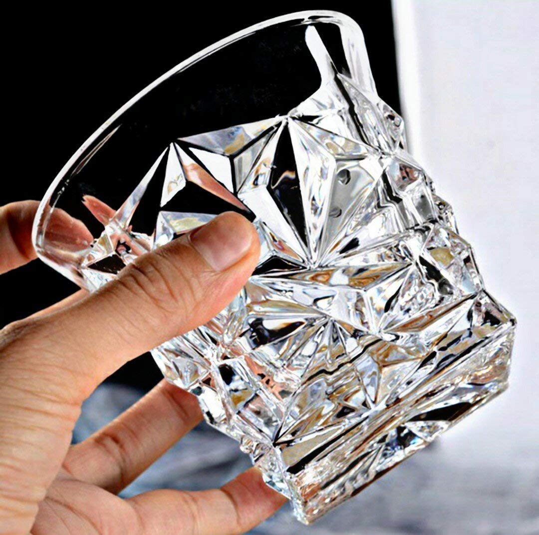 6 PCS SET Premium Crystal Whiskey Glasses | Old Fashioned Tumblers for Scotch, Bourbon,Cocktails,Diamond Crystal Cut Whiskey GLASS (310 ML)