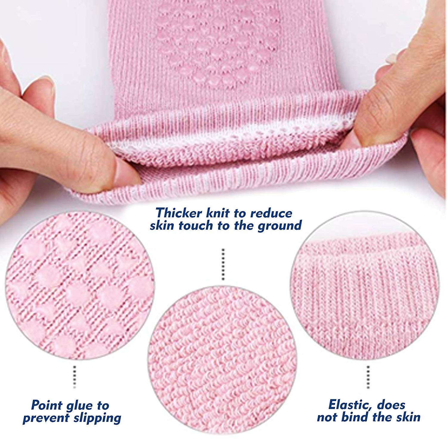 Baby Knee Pads for Crawling, Anti-Slip Padded Stretchable Elastic Cotton Soft Breathable Comfortable Knee Cap Elbow Safety Protector(Multicolour)