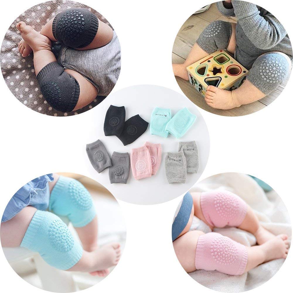 Baby Knee Pads for Crawling, Anti-Slip Padded Stretchable Elastic Cotton Soft Breathable Comfortable Knee Cap Elbow Safety Protector(Multicolour)