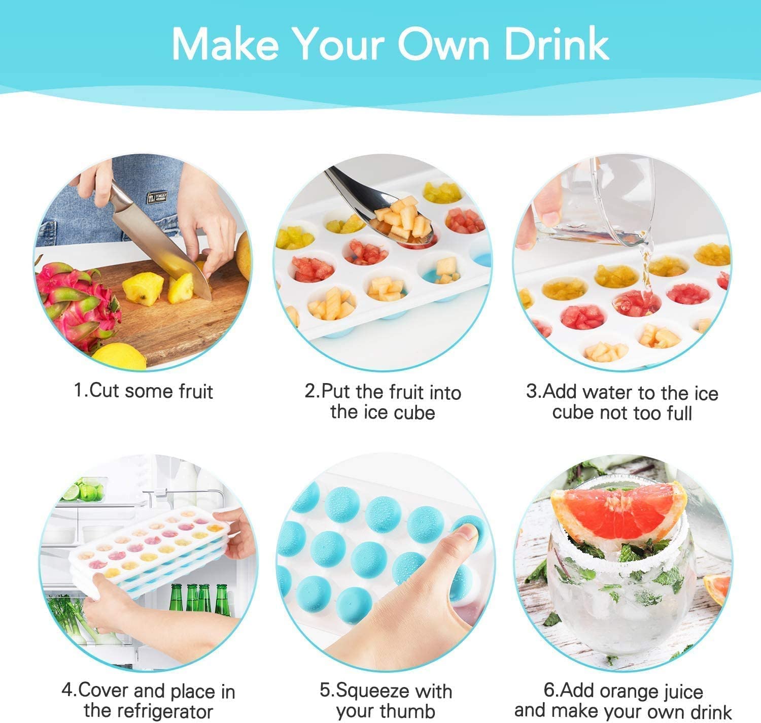 OyzekX Ice Cube Trays Silicone Ice Cube Molds, Easy-Release and Flexible Ice Trays BPA Free, for Whiskey Cocktail, Stackable and Safe Ice Cube Honeycomb Small Cubes Fridge Bar Soft Tray (21 Cavity, 2pc Set)