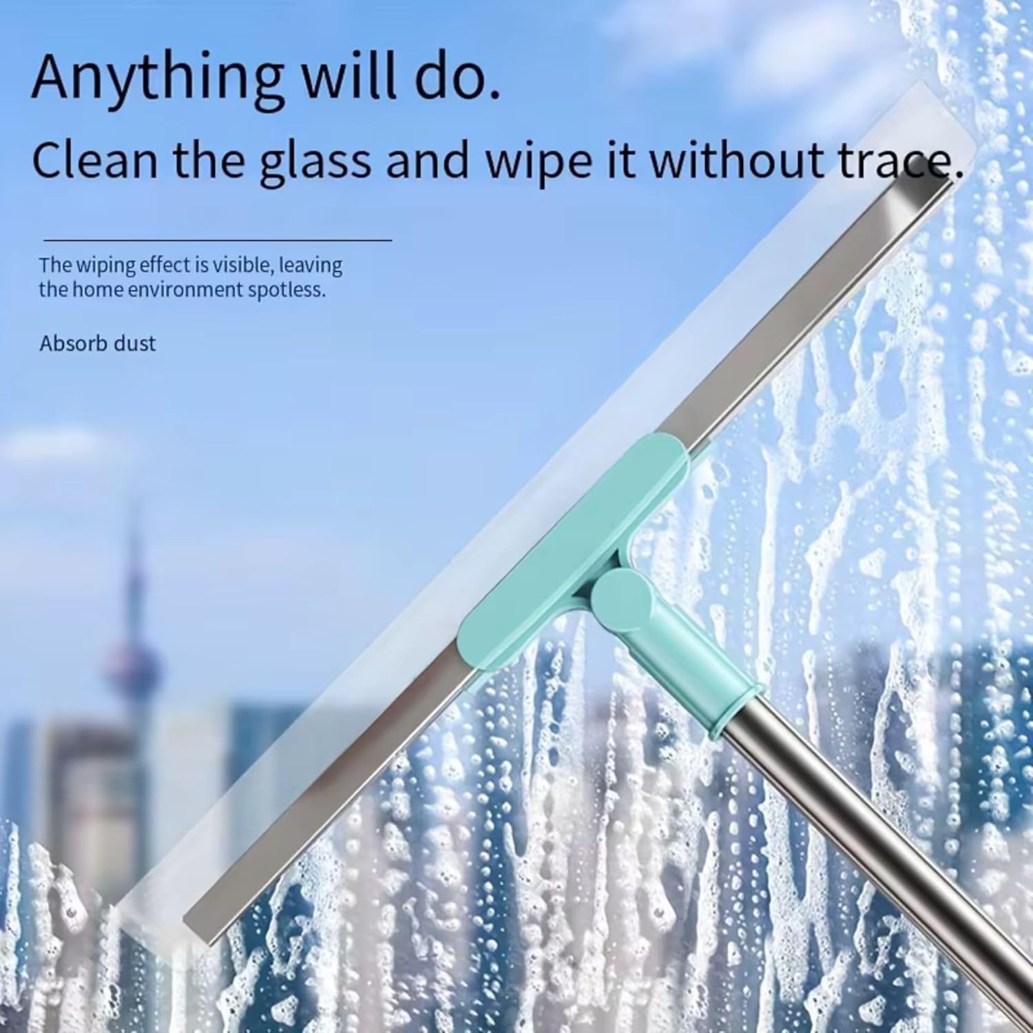 Magic Broom Sweeper for Floor Cleaning – Multifunctional Silicone Wiper Mop with Stainless Steel Extendable Handle – Wet & Dry Use – Bathroom Floor Wiper & Window Squeegee Viper for Home