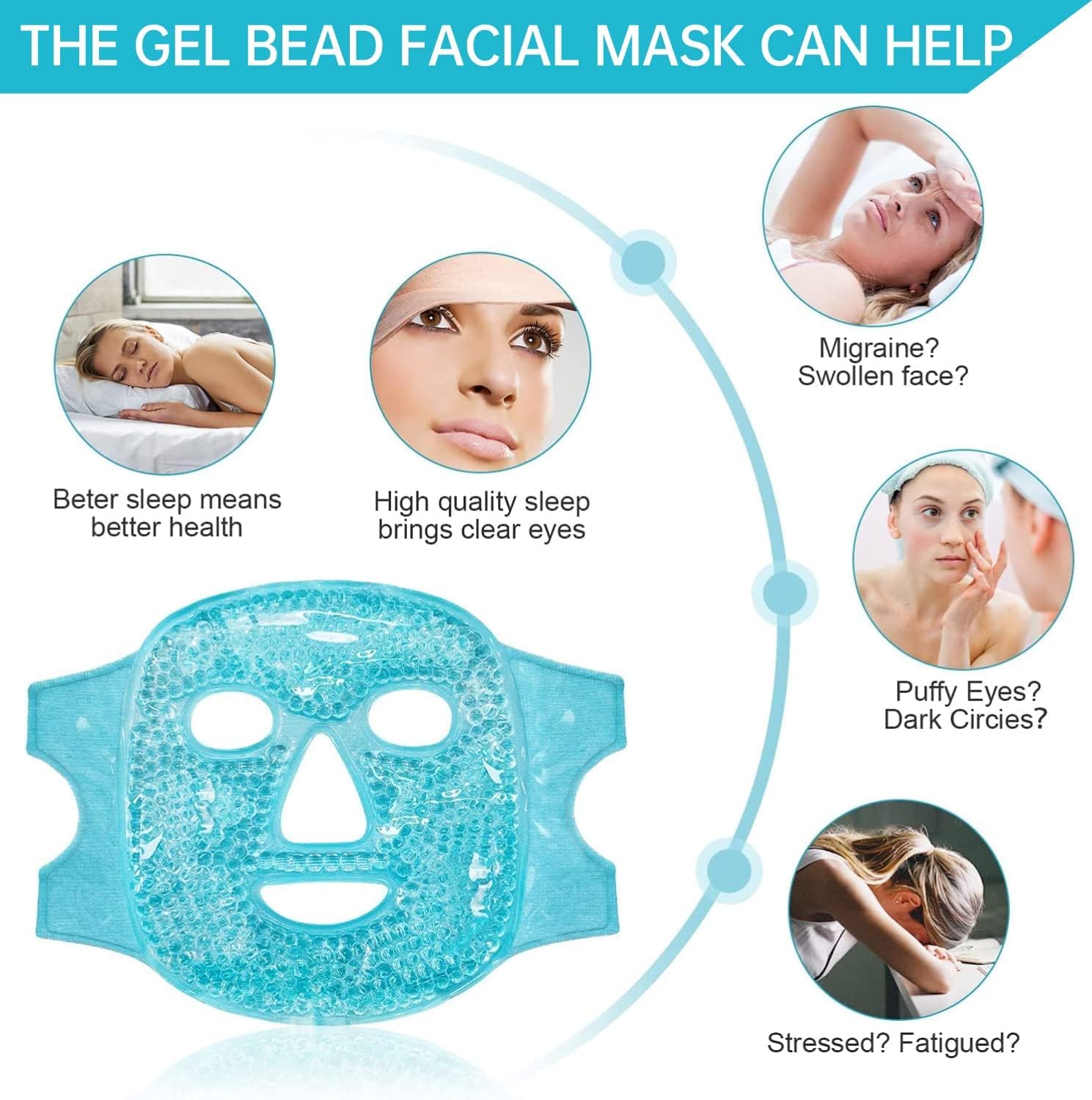 Face Mask Cold Face Eye Mask, Ice Pack Reduce Face Puff, Dark Circles, Gel Beads Hot Heat Cold Compress Pack, Face SPA for Woman Sleeping, Pressure, Headaches, Skin Care Collagen Face Mask