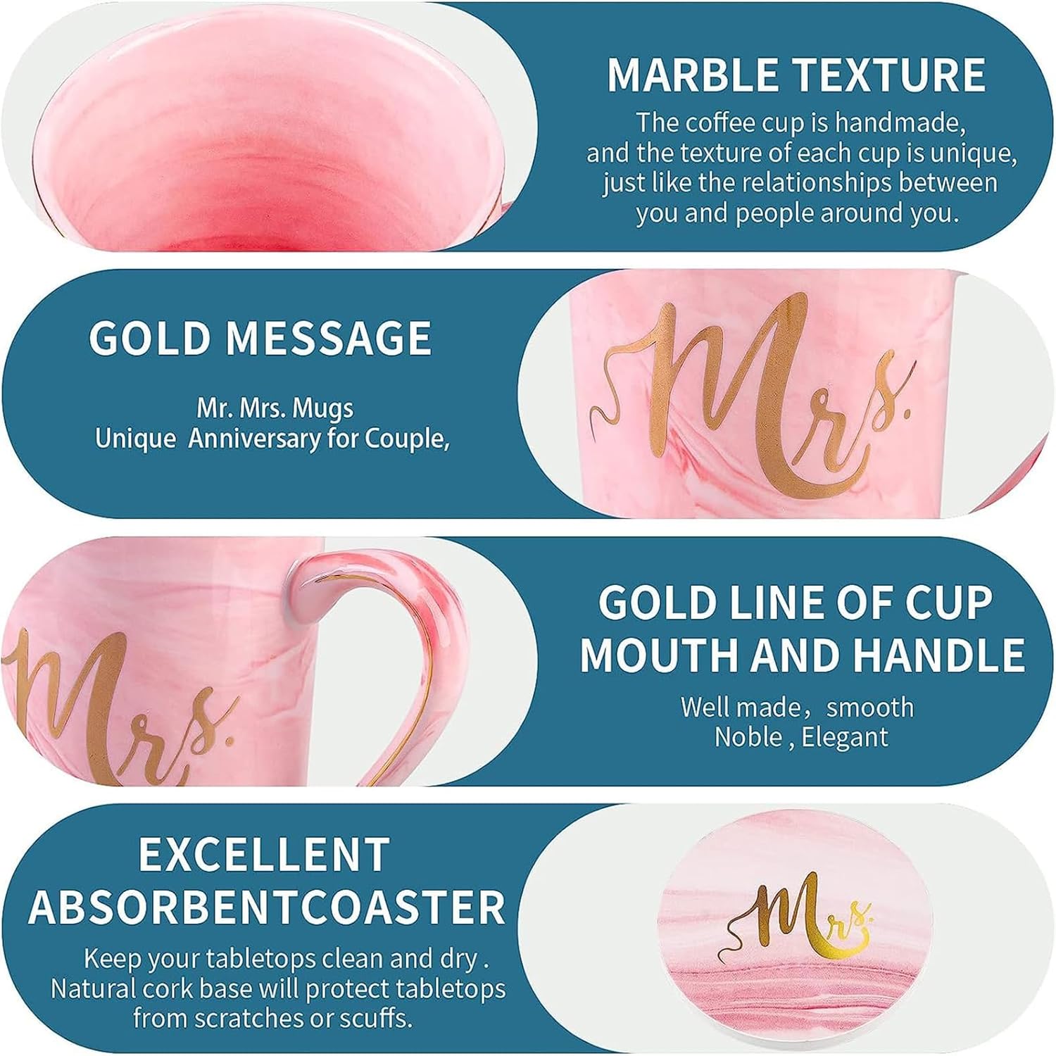 Ceramic Marble Finish Coffee Mug With Lid & Spoon For Anniversary Wedding Engagement Valentine Gifts For Couple (400 ML)