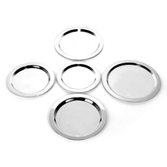 Stainless Steel Heavy Ciba Lids/Plate for Tope/Kadhai - Set of 5 Pcs 14.6 cm, 15.8 cm, 17 cm, 18.8 cm, 20 cm (Size No - 8,9,10,11,12)
