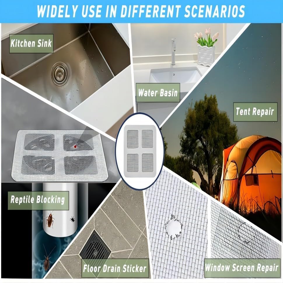 Disposable Shower Drain Hair Catcher, Drain Hair Catcher Waterproof Mesh Stickers for Bathroom Accessories, Apartment Essentials for Kitchen, Sink, Bathtub (10 pcs)