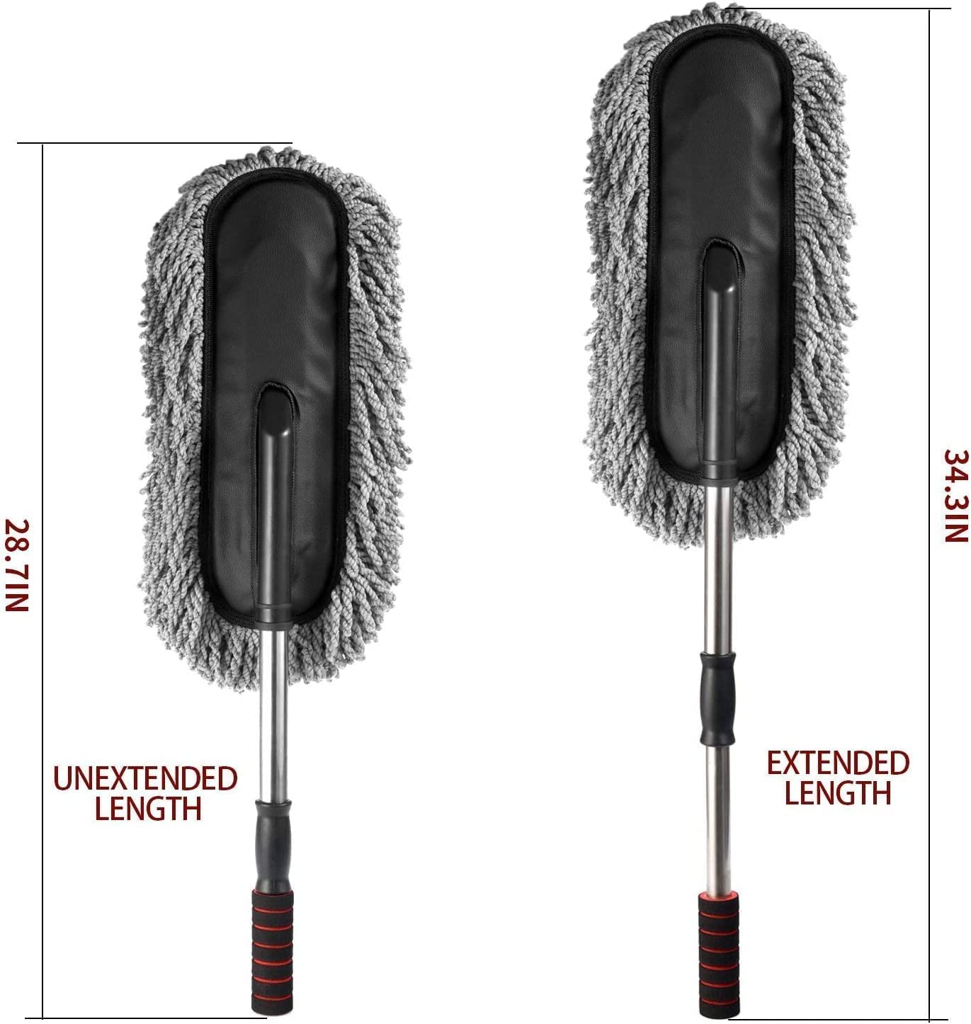 Soft Microfiber Car Duster Brush with Extendable Handle Wet & Dry Scratch Free Surface Cleaner Multipurpose Kitchen Vehicle Dust Cleaning Accessory (Big)
