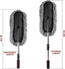 Soft Microfiber Car Duster Brush with Extendable Handle Wet & Dry Scratch Free Surface Cleaner Multipurpose Kitchen Vehicle Dust Cleaning Accessory (Big)