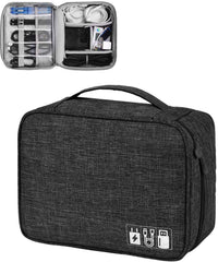 Gadget Organizer Electronics Accessories Organizer Bag, Universal Carry Travel Gadget Bag for Cables, Plug and More, Perfect Size Fits for Pad Phone Charger Hard Disk (Black)