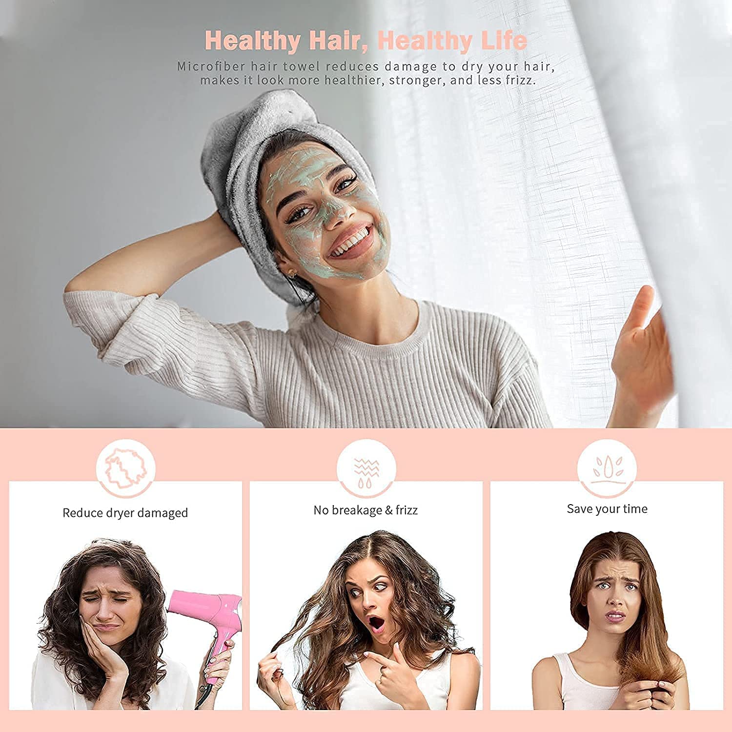 Hair Towel Wrap Absorbent Towel Hair Towel Hair-Drying Bathrobe Hair Warp Towel Microfiber Bath Towel Hair Dry Cap (Multicolor)(Pack of 1)