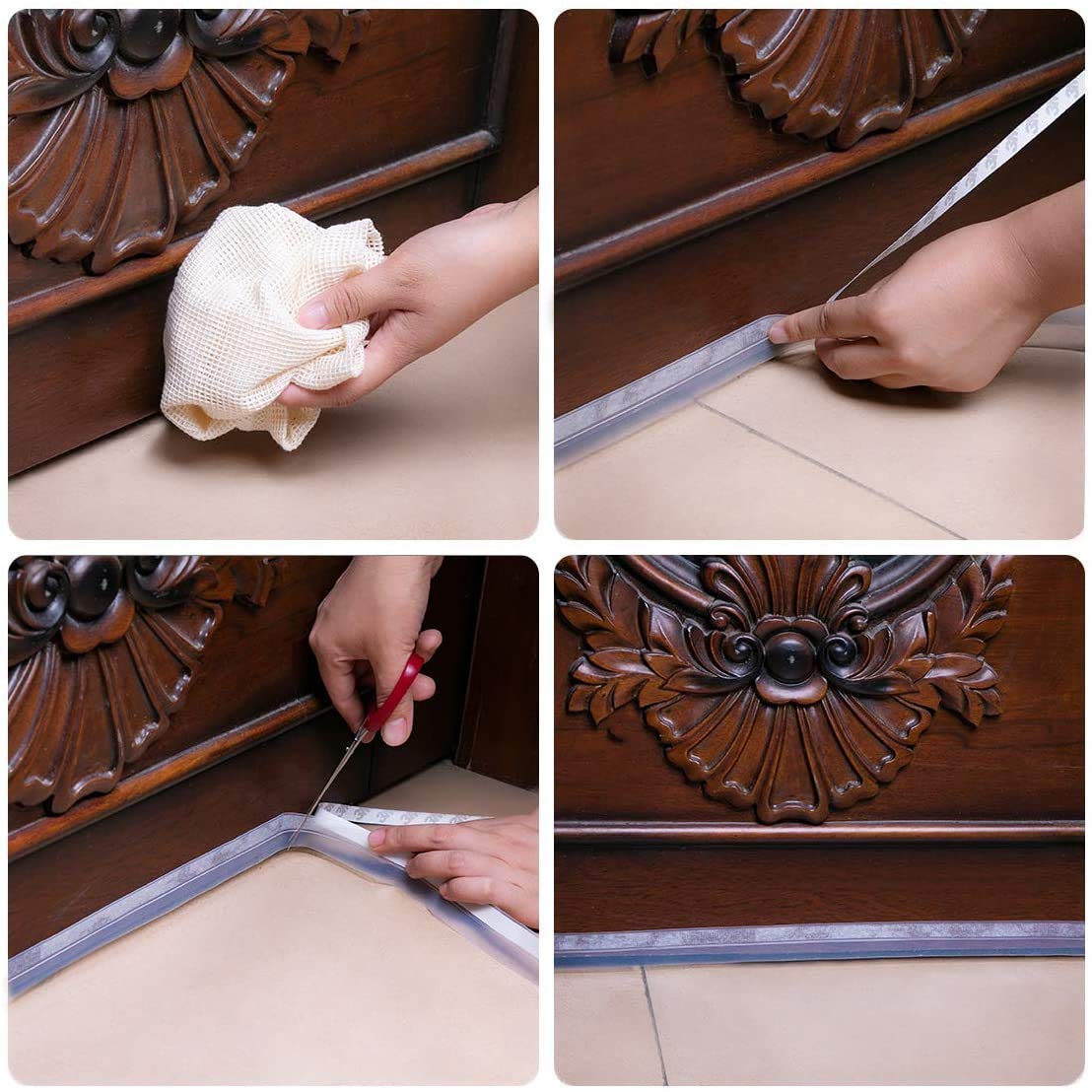 Silicone Door Seal Strips, Soundproof Weather Stripping Windproof Door, Self Adhesive Sealing Sticker for Window Gaps, Insect, Bottom of Side Door Tape for Home (3 Meter,White)