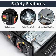 2 In 1 Portable Gas Stove Portable Gas Stove Cooking Gas burner with Carrying Case for Outdoor Camping Hiking Trekking