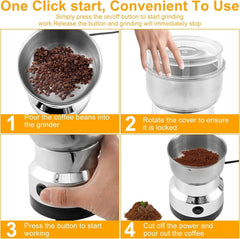 Nima Stainless Steel Electric Grinder & Coffee Maker – Multifunctional Spices Kitchen Mixer Grinder, Masala Processor, Household Coffee Beans Mill- Mini Mixer