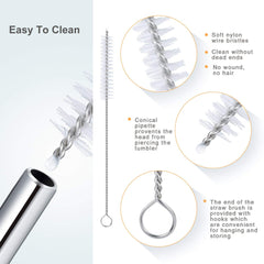 Reusable Stainless Steel Drinking Straws Straight (8 Straight Straws, 2 Brush)