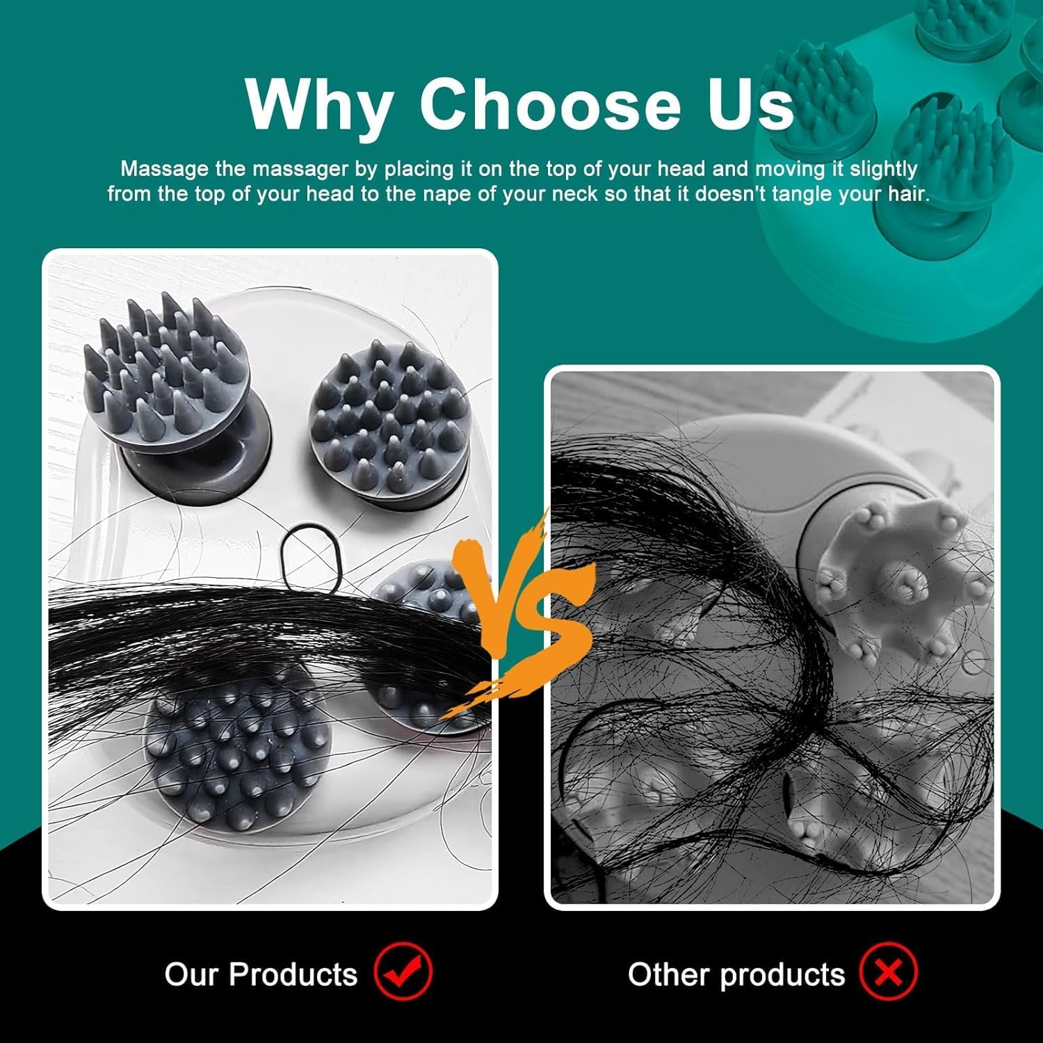Gifts for Men Women Electric Scalp Massager, Hair Kneading Massager, Smart Head Massage Scalp with 4 Massage Heads Deep Clean and Stress Relax, Body Massager for Muscles Shoulder Calf