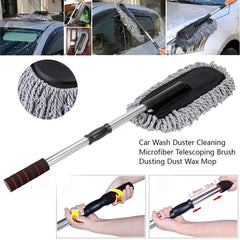 Soft Microfiber Car Duster Brush with Extendable Handle Wet & Dry Scratch Free Surface Cleaner Multipurpose Kitchen Vehicle Dust Cleaning Accessory (Big)