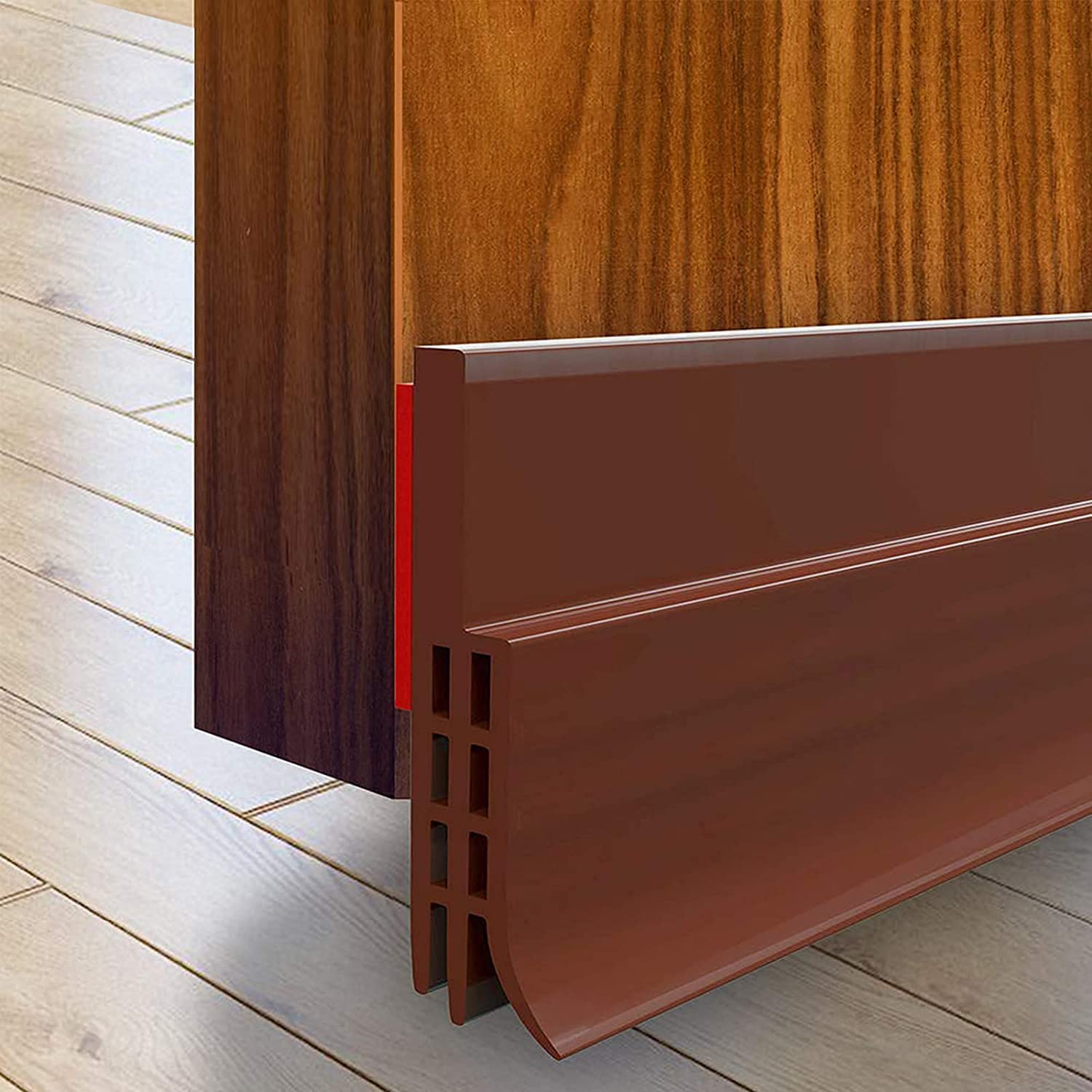 Silicon Bottom Sealing Strip Self Adhesive Door/Window Shield Tape Gap Filler Door Bottom Sealing Strip Guard Draft Stopper for Air Gap Cockroach, Insect, Bugs, Air & Dust (Brown)