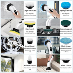 Electric Spin Scrubber,Cleaning Brush Scrubber for Home, 400RPM/Mins-9 Replaceable Brush Heads-90Mins Work Time,Adjustable Size,2 Adjustable Speeds for Bathroom Shower Bathtub Car