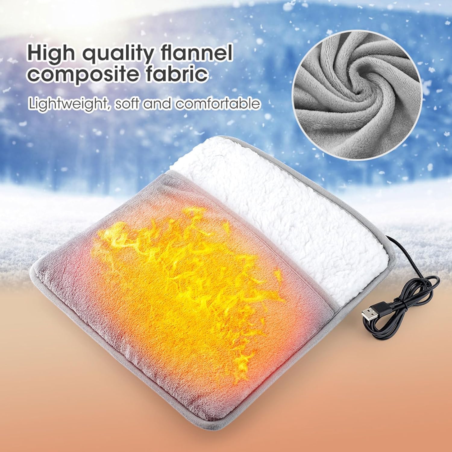 Household Foot Heating Pad with USB Electric Heated Warmer, Large Pocket Design for Winter Comfort, Constant Temperature Soft Warmer for Home, Office, and Dorm Energy Efficient Use