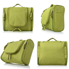 Waterproof Travel Bag Beauty Make Up Toiletry Wash Bag Zipper Cosmetic Case Multifunctional Large Makeup Cosmetic Bag with Hanging Hook (Green)