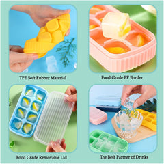 OyzekX Ice Cube Trays Silicone Ice Cube Molds, Easy-Release and Flexible Ice Trays BPA Free, for Whiskey Cocktail, Stackable and Safe Ice Cube Honeycomb Small Cubes Fridge Bar Soft Tray (8 Cavity)