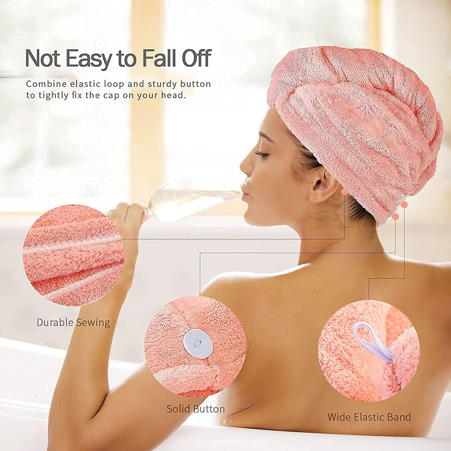 Hair Towel Wrap Absorbent Towel Hair Towel Hair-Drying Bathrobe Hair Warp Towel Microfiber Bath Towel Hair Dry Cap (Multicolor)(Pack of 1)