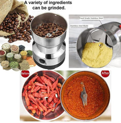 Nima Stainless Steel Electric Grinder & Coffee Maker – Multifunctional Spices Kitchen Mixer Grinder, Masala Processor, Household Coffee Beans Mill- Mini Mixer