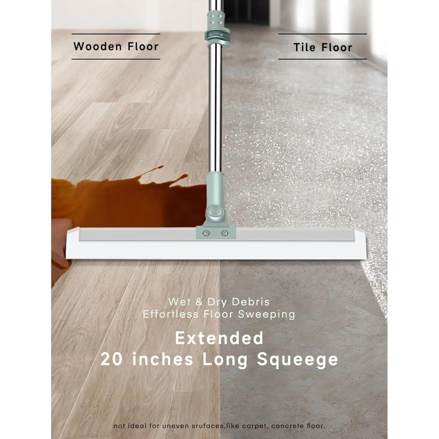 Magic Broom Sweeper for Floor Cleaning – Multifunctional Silicone Wiper Mop with Stainless Steel Extendable Handle – Wet & Dry Use – Bathroom Floor Wiper & Window Squeegee Viper for Home