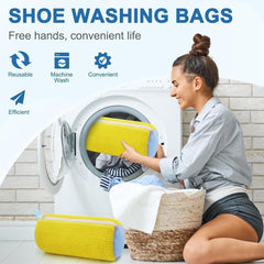 Shoe washing machine bag, Laundry shoe pouch for washer and dryer, Reusable and Durable Zipper Plush Washing Machine Bag for Sneakers, Delicates and Toys