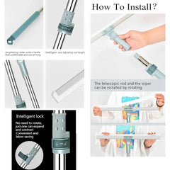 Magic Broom Sweeper for Floor Cleaning – Multifunctional Silicone Wiper Mop with Stainless Steel Extendable Handle – Wet & Dry Use – Bathroom Floor Wiper & Window Squeegee Viper for Home