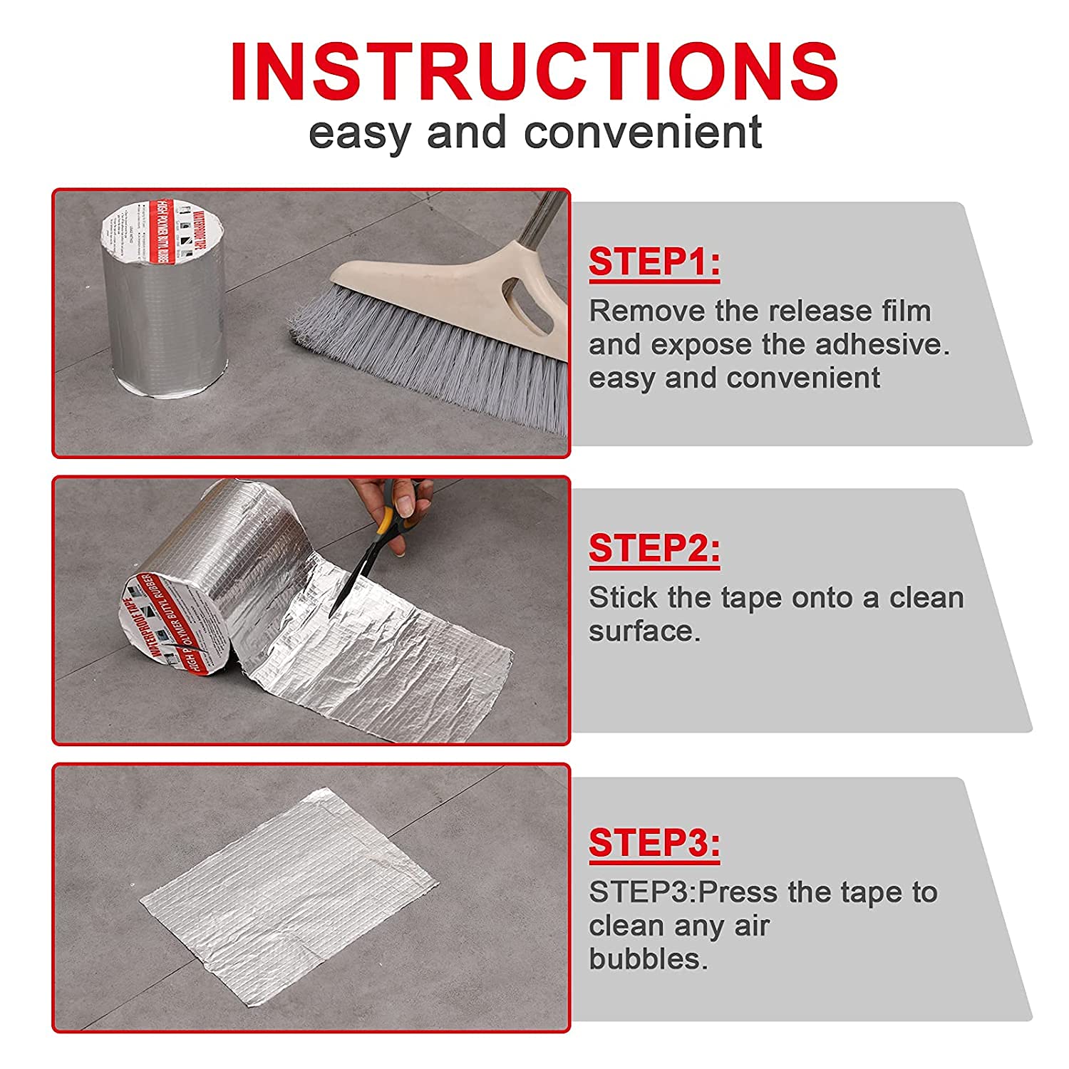 Aluminum Foil Waterproof Leakage Repair Tape for Surface Crack, Roof, Pipe Strong Adhesive Sealing Butyl Rubber Tape (2 inch, 5cm)
