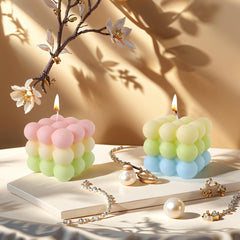 Bubble Cube Candle Premium Unscented Bubble Cube Candle Hand-Poured (2 pc)