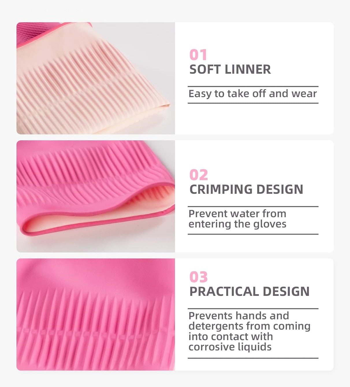 Dishwashing Cleaning Gloves Waterproof Reusable Long Elbow Hand Gloves Latex-Free Household Kitchen Gloves for Laundry, Working, Gardening, Sanitation and Lab Work (Flower Pink)