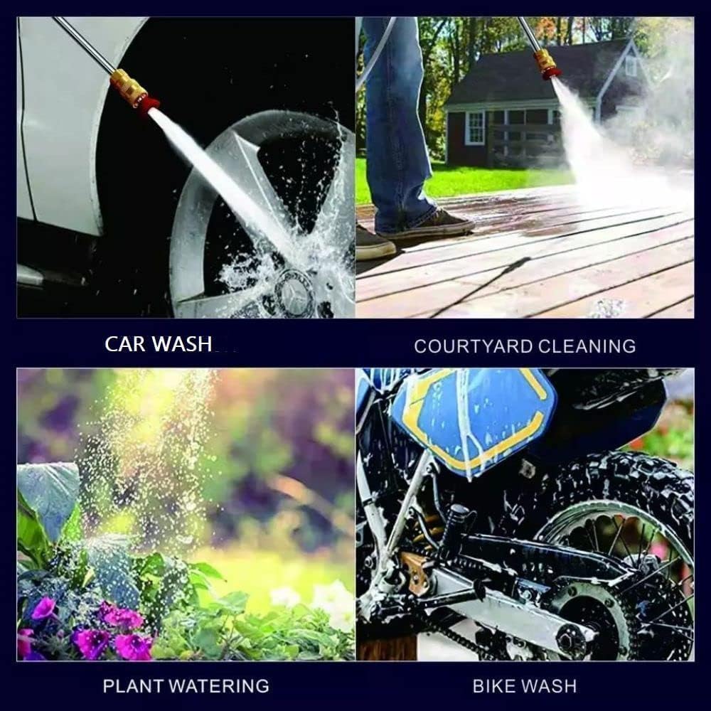 (Double Battery) Cordless Portable Wireless Pressure Washer Gun 48V 12000mAh High Pressure Water Gun for Car Wash and Bike Cleaning with Adjustable Nozzle and 5M Hose Pipe