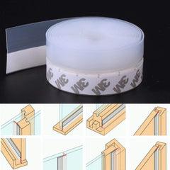 Silicone Door Seal Strips, Soundproof Weather Stripping Windproof Door, Self Adhesive Sealing Sticker for Window Gaps, Insect, Bottom of Side Door Tape for Home (3 Meter,White)